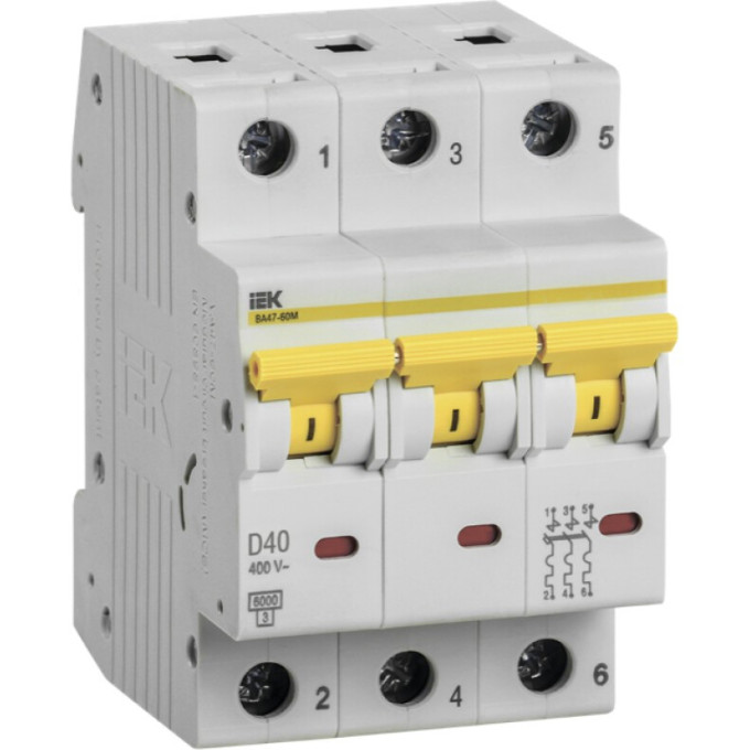 Автоматический выключатель IEK ВА47-60M 3Р 40А 6кА D - MVA31-3-040-D