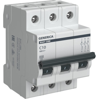 Автоматический выключатель IEK GENERICA ВА47-29М 3P 10А 4,5кА C